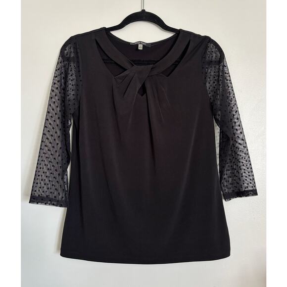 Black Nine West Polka Dot 3/4 Sleeve Blouse S - Picture 1 of 3